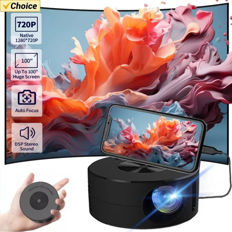 YT200 Smart Projector - Auto Focus, 1080P HD, Android LED, Portable Home Cinema for Outdoor Fun