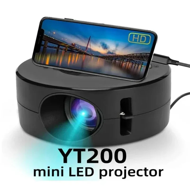 YT200 Smart Projector - Auto Focus, 1080P HD, Android LED, Portable Home Cinema for Outdoor Fun