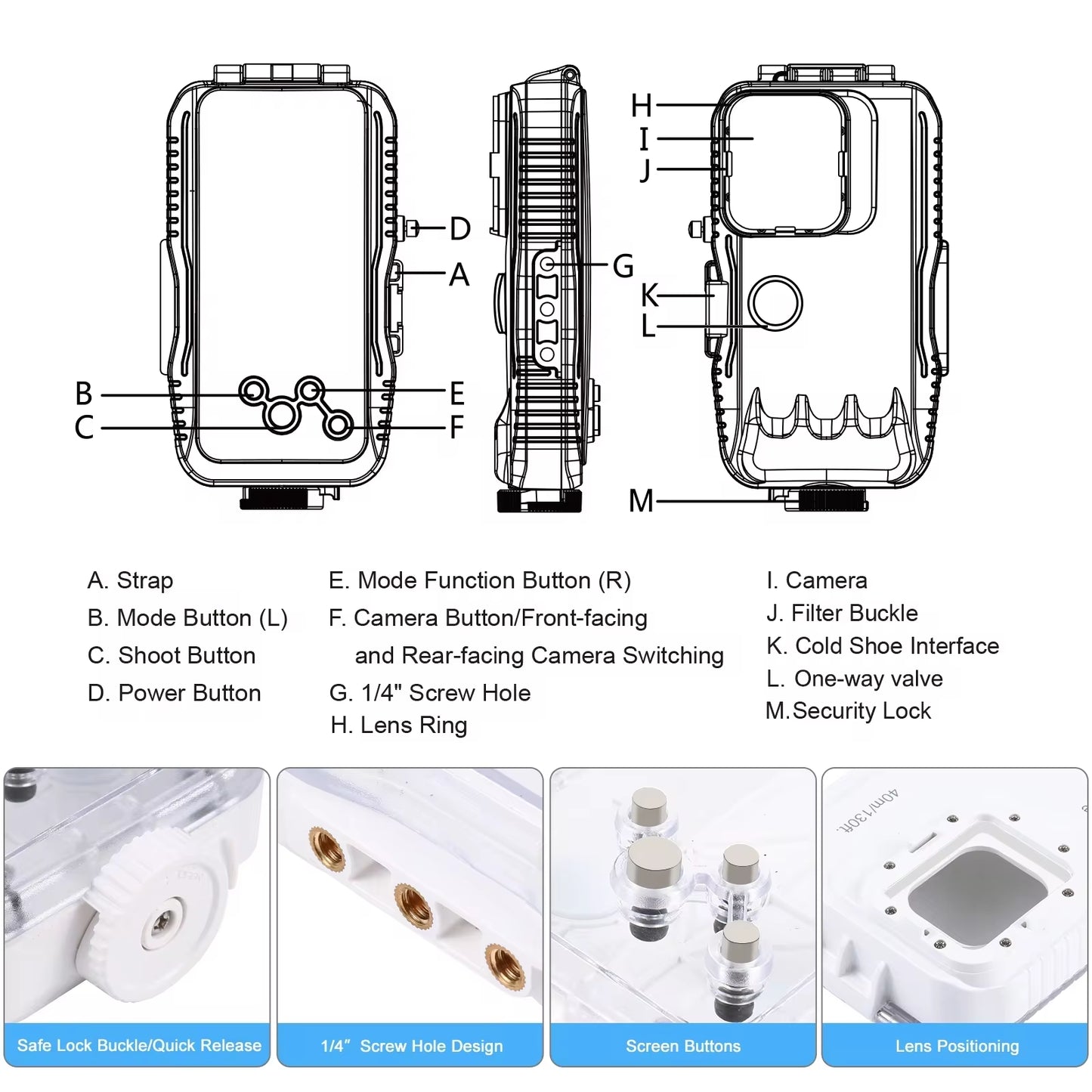 PULUZ 40M Waterproof Diving Case for iPhone 15/14/13/12/11 Pro Max - Ultimate Underwater Video Housing with One-Way Valve