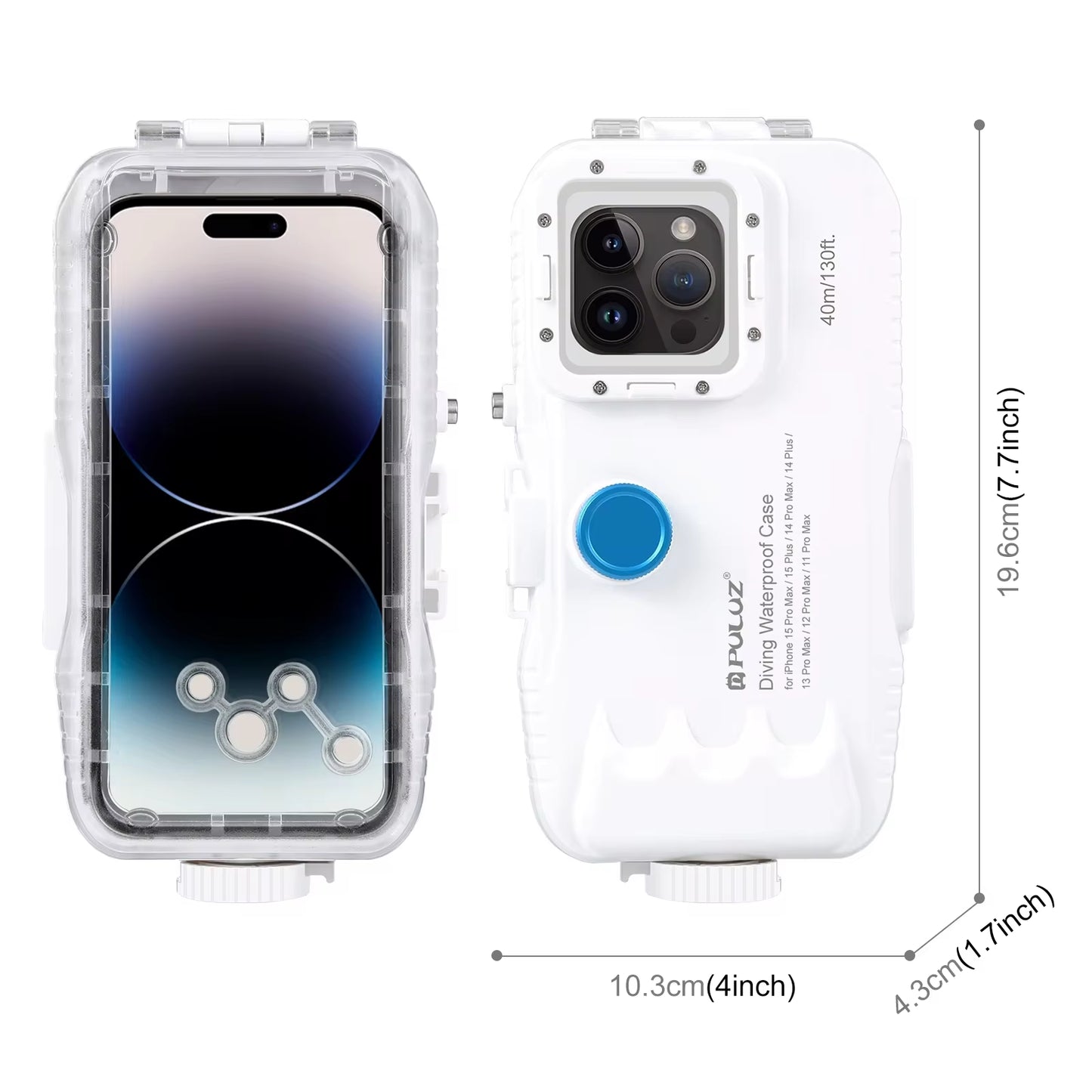 PULUZ 40M Waterproof Diving Case for iPhone 15/14/13/12/11 Pro Max - Ultimate Underwater Video Housing with One-Way Valve