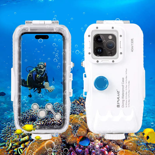 PULUZ 40M Waterproof Diving Case for iPhone 15/14/13/12/11 Pro Max - Ultimate Underwater Video Housing with One-Way Valve